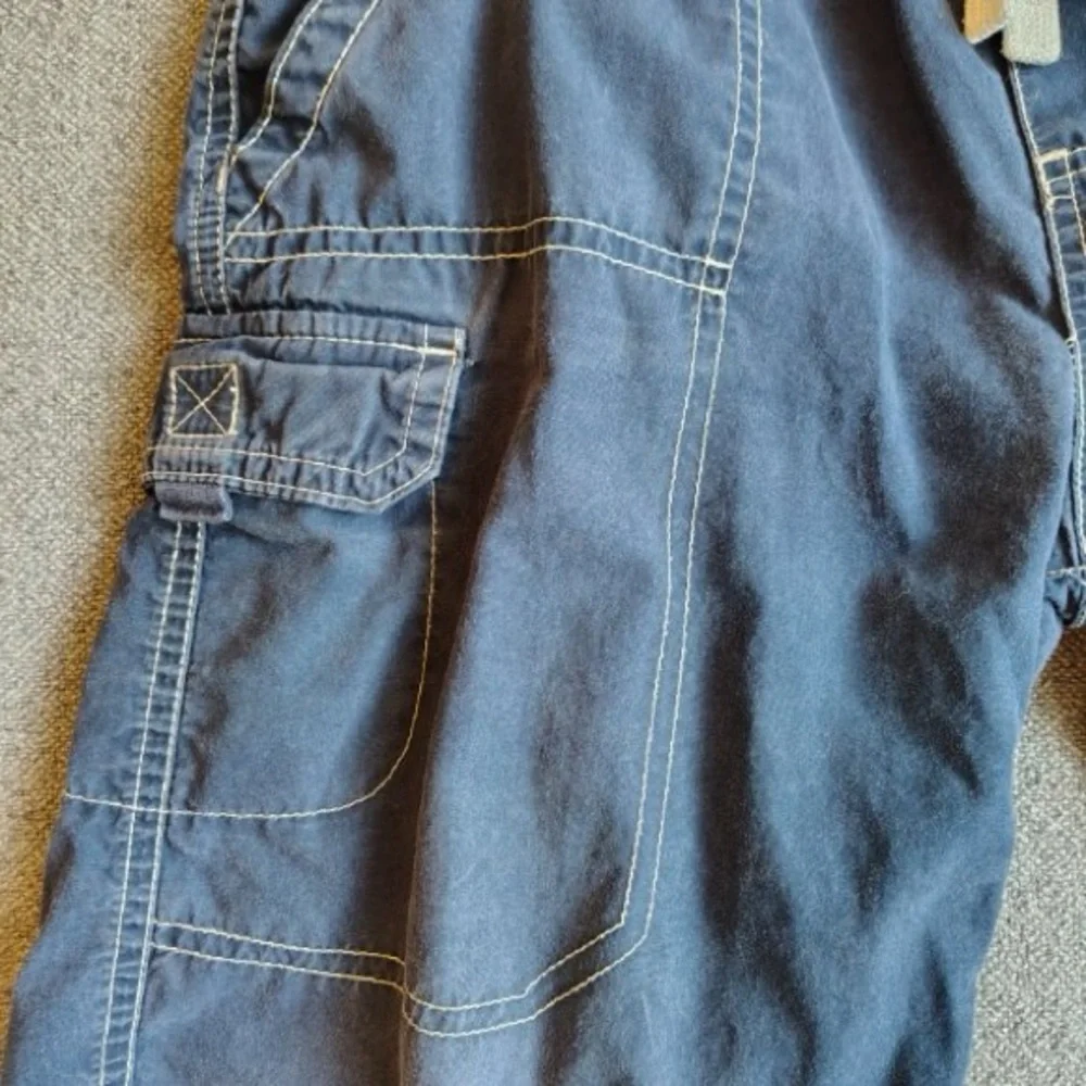 Oshkosh Bgosh Denim Shorts Boys 7X Blue Drawstring Cargo Stitched Pockets